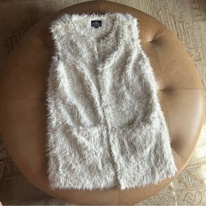 70s Faux Fur Vest Cream Fuzzy Mobwife Penny Lane Festival Boho, Women’s L